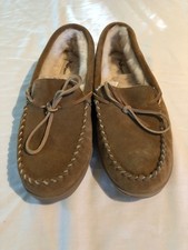 My Slippers My Pillow Men  s Sz 9 Slipper/Moccasin Faux Fur Bow Tan 74561-09