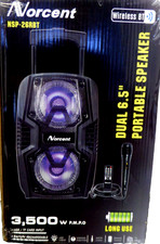 Norcent NSP-26RBT Dual 6.5in Bluetooth Portable Speaker, Rechargeable LED