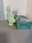 Vintage AVON "Sea Spirit" Jadeite Green Milk Glass Koi Fish Decanter with Box