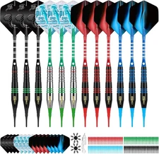 Soft Tip Darts Set - 12 Pcs 18 Gram with 4 Colors Premium Aluminum Shafts