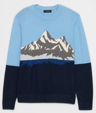 Mens Banana Republic Graphic Colorblock Crewneck Sweater Mountain Ski XXL *3J