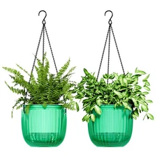Bamworld 2 Pack Self Watering Hanging Planters Flower Pots 6.5in Hanging Basket