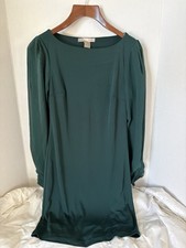 Forever 21/Love 21 Dark Green Soft Draped Dress With Sheer Long Sleeves Size M