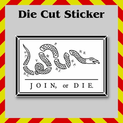 JEK SERVICES COMPANY Join or Die Revolutionary Patriotic Sticker Decal for Water Bottles & Laptops
