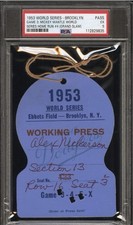 1953 World Series Mickey Mantle Only Grand Slam HR PSA Ticket Pass Dodgers GM5⚾️ 1953 World Series Mickey Mantle Only Grand Slam HR PSA Ticket Pass Dodgers GM5⚾️