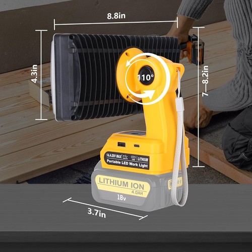 Flashlight LED Work Light for Dewalt 20V Li-ion Battery 4200LM Spotlight w/ USB - Picture 5 of 10