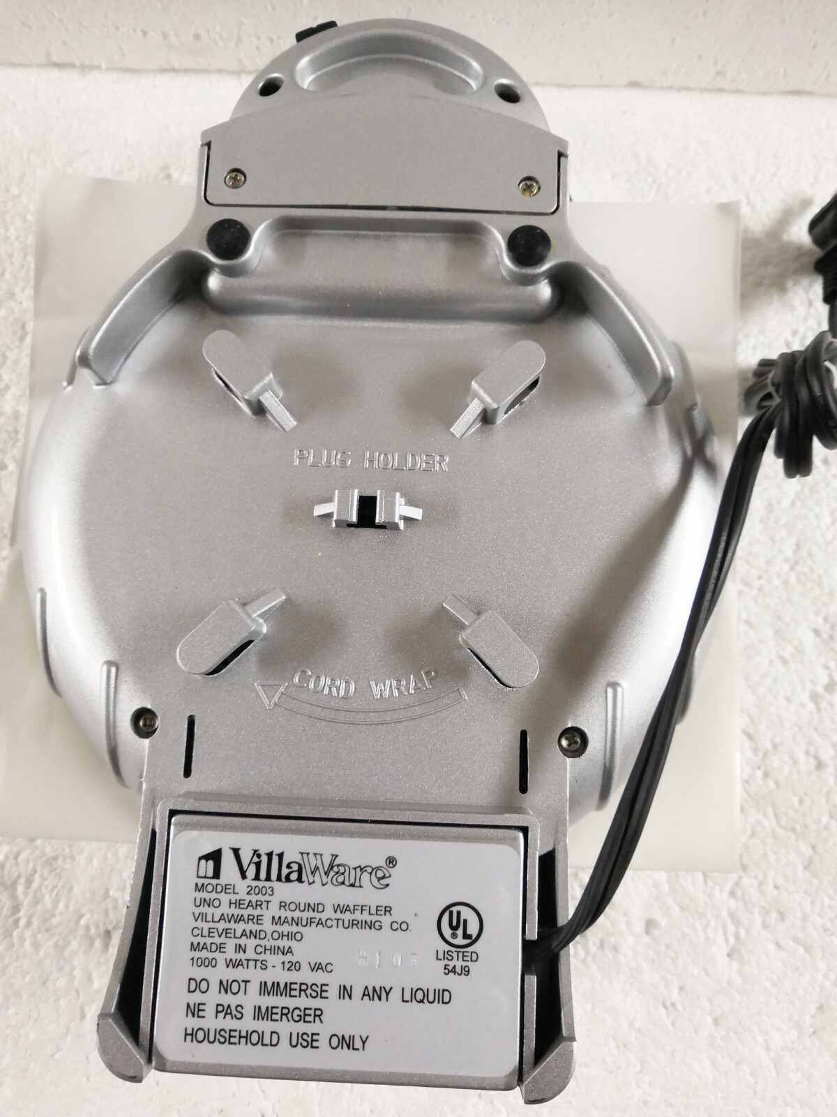VillaWare Uno Heart Shape Round Waffler 2003 Waffle Maker eBay