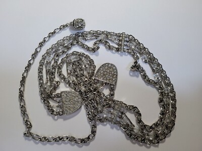 Aged silvertone, vintage clear bling circle chain adjustable hip belt 90s Silver Tone Ring Chain Belt | Chaink Link Belt  main image 4