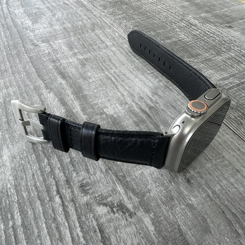Pelle Nera da Uomo Cinturino Orologio 26mm Largo Per Apple Watch Ultra 1 2 49mm - Foto 13 di 14