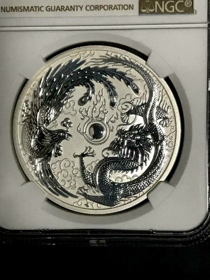 2017 Australia Dragon & Phoenix 1oz Silver Coin (Error - Mirrored