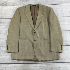 CHAPS 100% Silk Blazer Men Size Large ( 42 R) Beige Professional Coat w/ Pockets