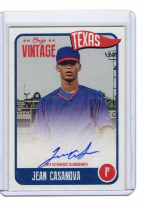 JEAN CASANOVA 2020 Onyx Vintage Blue Ink Autograph /200 !! Texas Rangers !!