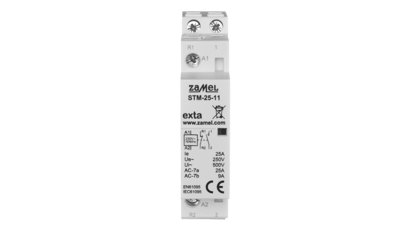 Modular installation contactor 25A 1NO+1R 230V AC type: STM-25-11 EXT1000 /T2UK