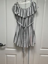 Forever 21 Contemporary Women Striped Off-Shoulder Black/White Short Dress Sz S