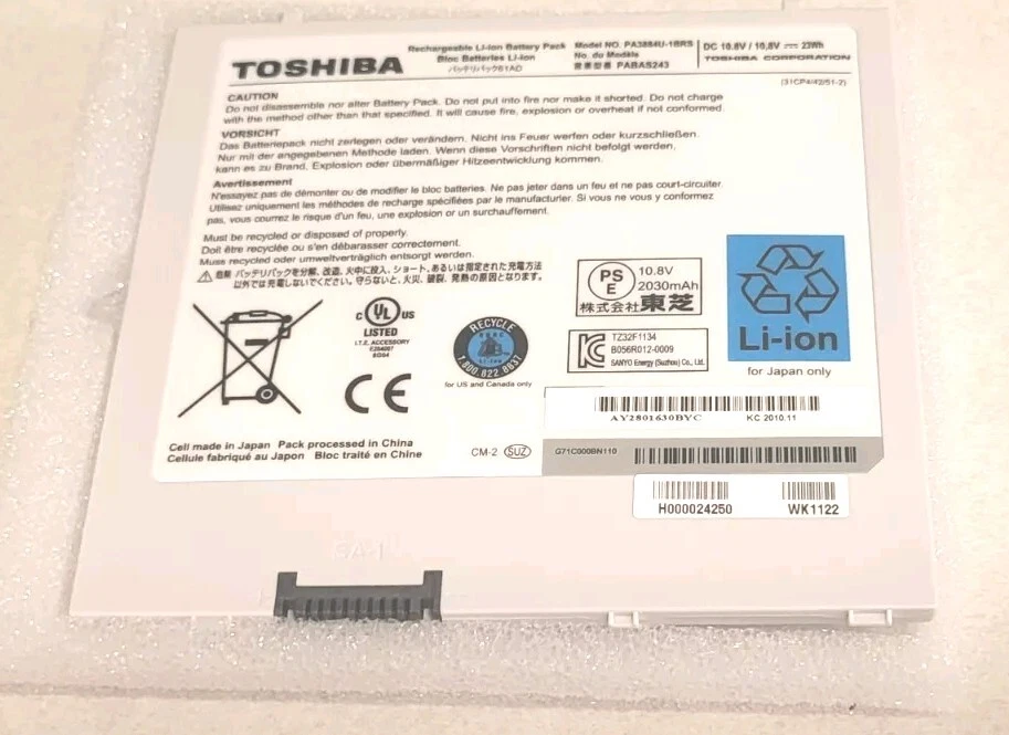 Nuevo PACK BATERÍA RECARGABLE para TABLET TOSHIBA 10" 👈DP 👈 Foto 4 de 4