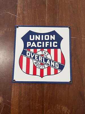 Union Pacific The Overland Route Eisenbahnschild Porzellan Zugsign