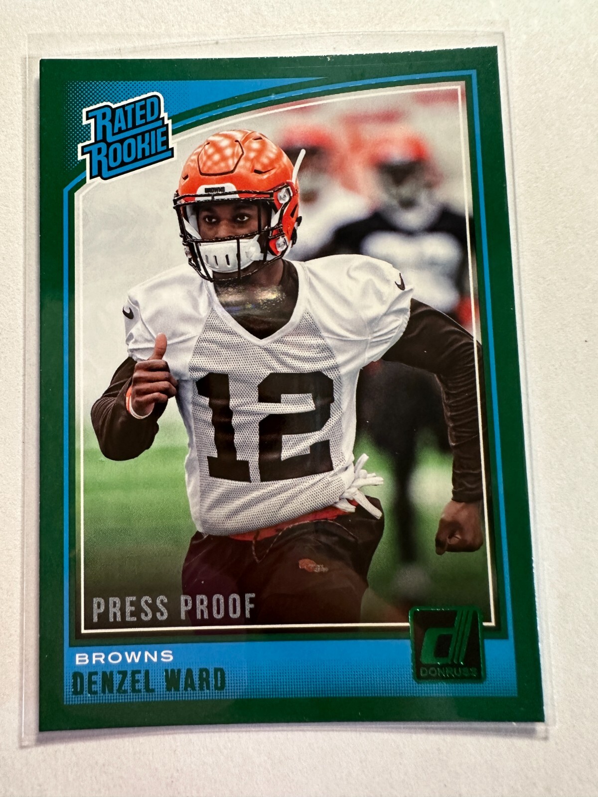 K21,055 - 2018 Donruss Press Proof Green #348 Denzel Ward RR