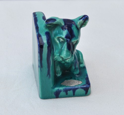 Alte figürliche Wilhelmsfeld Goebel Buchstütze mit Terrier - Bild 1 von 7