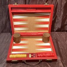 VTG Crisloid Backgammon Set ALL Bakelite 1 1/4 Checkers with Leather Dice Cups