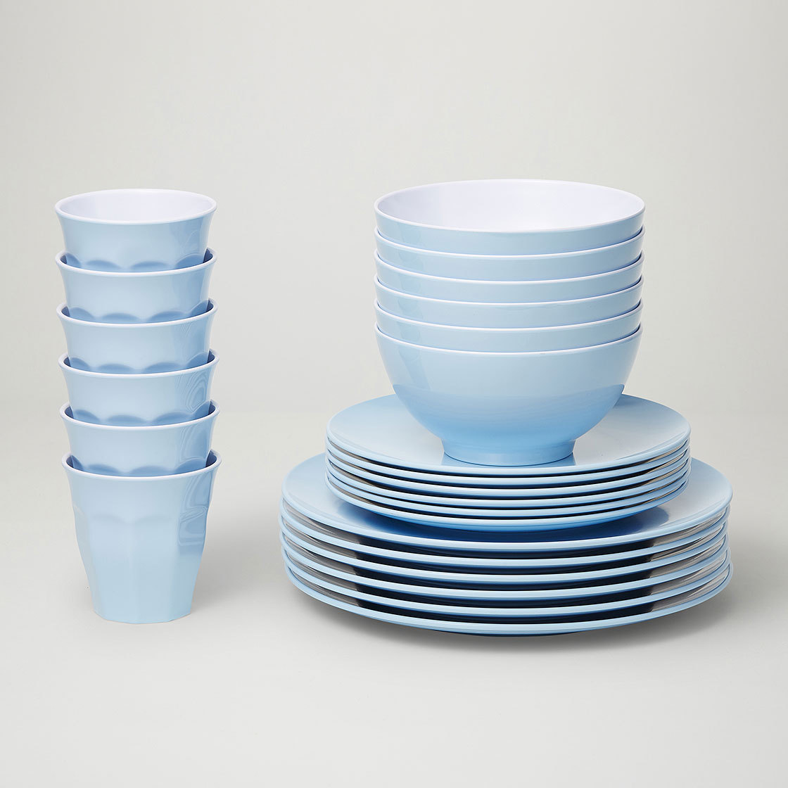 Barel Designs Classic Blue Melamine 48 Piece Dinner Set Cups