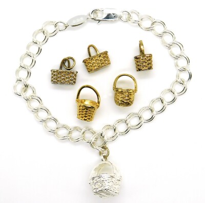 Longaberger Korb 925 Sterling Silber Bettelarmband mit Korb Charms