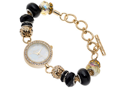 Multicolor Beaded Gold-Tone Ladies Watch Multi Strand Beaded Watch Women 29mm Oval MOP Dial Gold Tone  main image 4