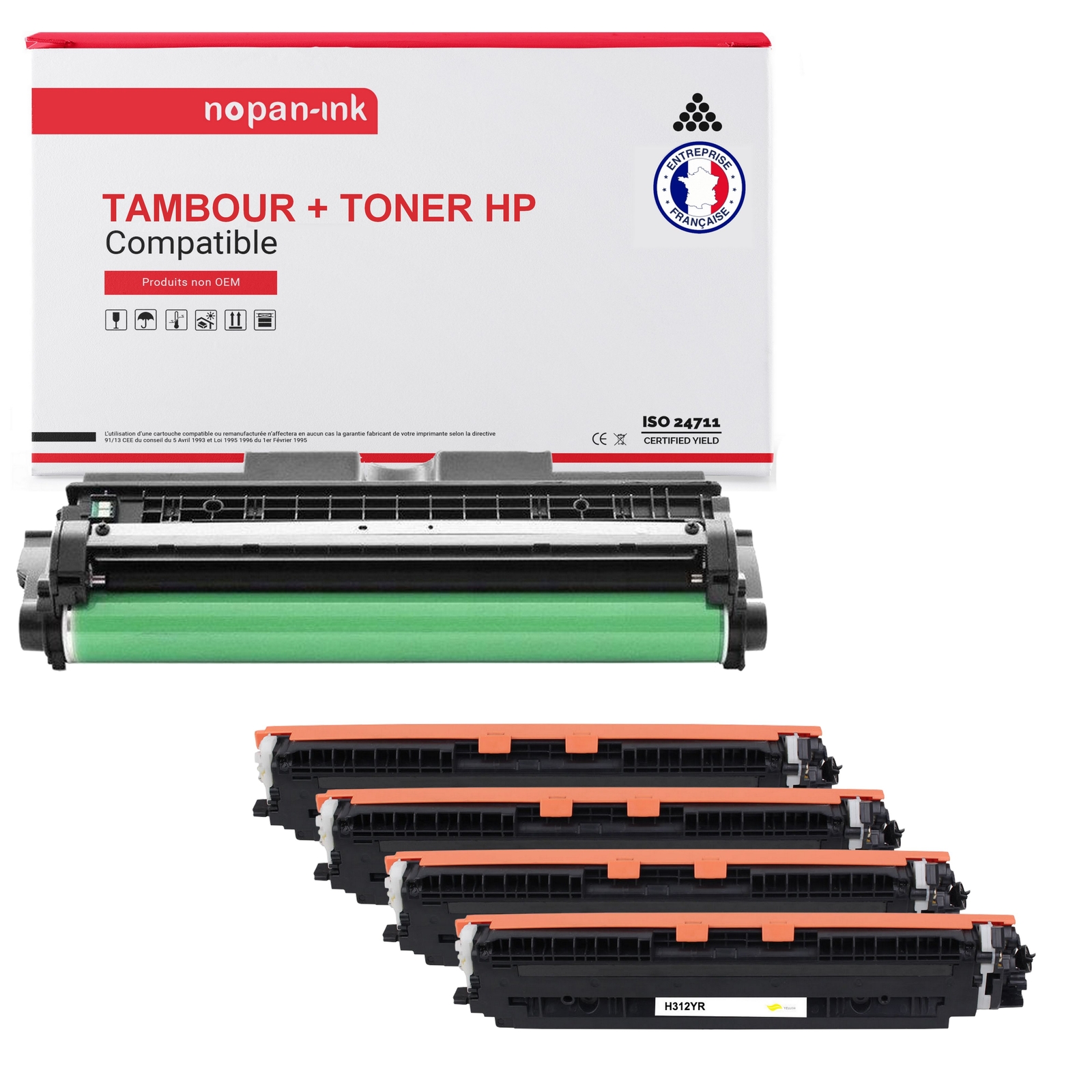 Tambour x1CE 314A avec lot de 4 consommables de type CE310 CE311 CE312 CE313 compatibles laser