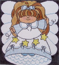 Star Angel Hand Painted Needlepoint Canvas