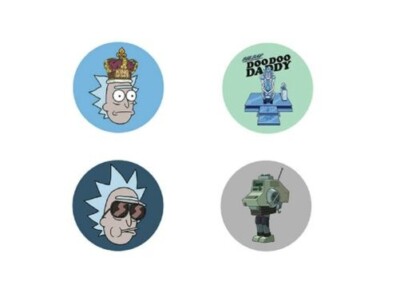 Rick & Morty Kombi Packung Knöpfe - Kunstwerk 4 X Knöpfe