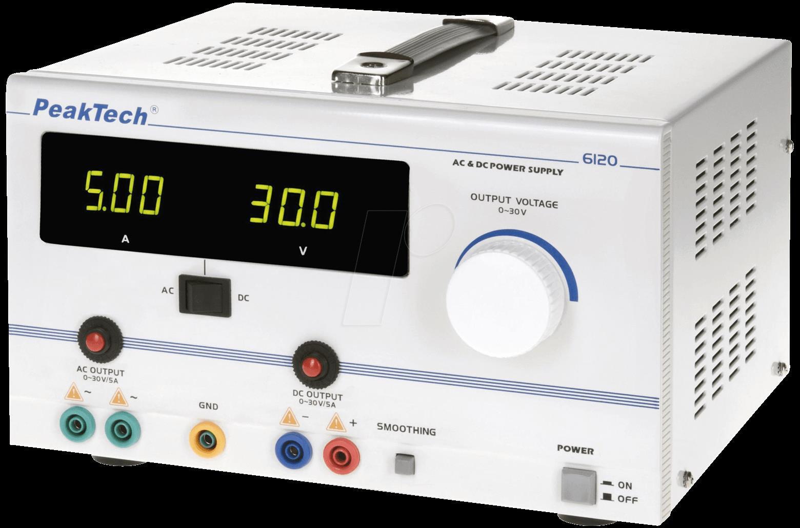 PeakTech AC-Netzteil und DC-Stromversorgung 2 Kan. ...30 VDC VDC 5 A / ...30 VAC