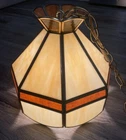 Tiffany Hanging Chandelier 10” Vintage Stained Glass Tested Working Slag Style