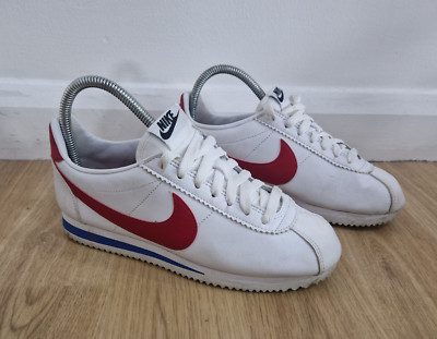 Nike Cortez Turnschuhe Größe 4,5 weiß blau rot 807471-103 Forest Gump Damen 