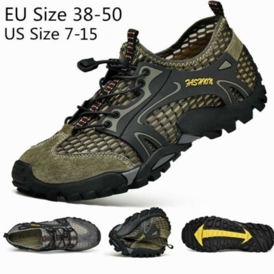 Mens Outdoor Sneakers Water Shoes Mesh Breathable Slipon Flats Hiking  Casual NEW