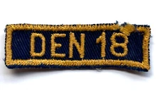 1957 VINTAGE BOY SCOUTS CUB YELLOW ON BLUE  SLEEVE DEN 18