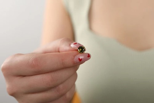 3Ct Round Lab Created Peridot Solitaire Stud Earrings 14K Yellow Gold Finish - Picture 2 of 4