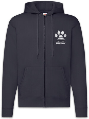 Meow Zipper Hoodie Miau Paw Cat Cats Kitten Love Sign Symbol Katze Katzen Liebe