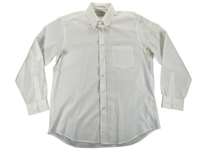 John Henry Shirt Mens Size 16 32/33 White Regular Dress Button Down VTG USA Made