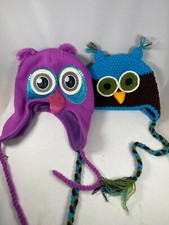 Set of Two Girls Owl Beanies
