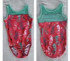 PLUM PracticeWear LEOTARD Gymnastics Dance SEAHORSE MERMAID Aqua Mesh SIZE: AXS