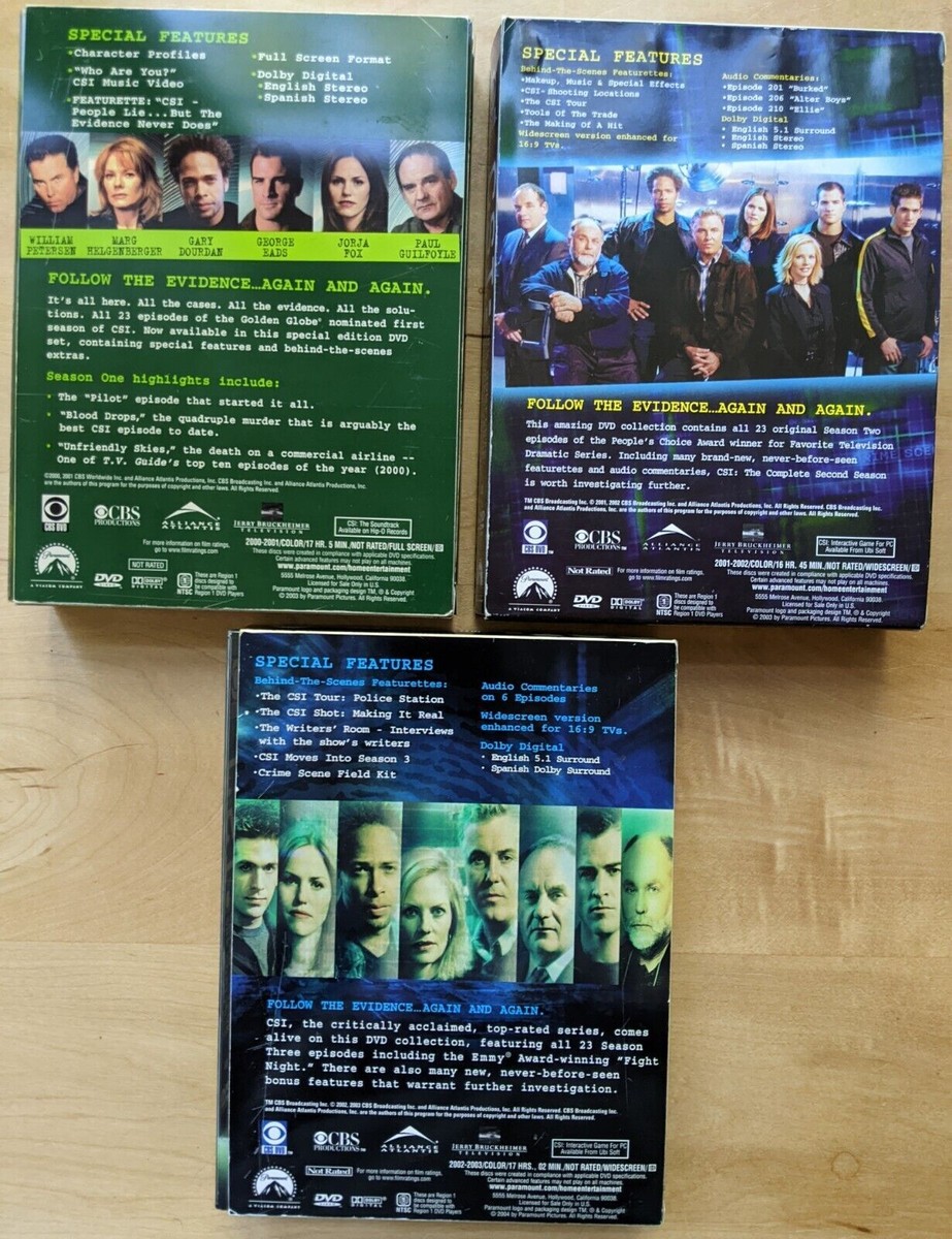CSI: Crime Scene Investigation, Seasons 1-3 DVD BOX SET TV CSI: Crime Scene Investigation, Seasons 1-3 DVD BOX SET TV
