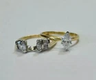 Art Deco Vintage Marquise Lab Created Diamond 925 Silver Wedding Bridal Ring Set