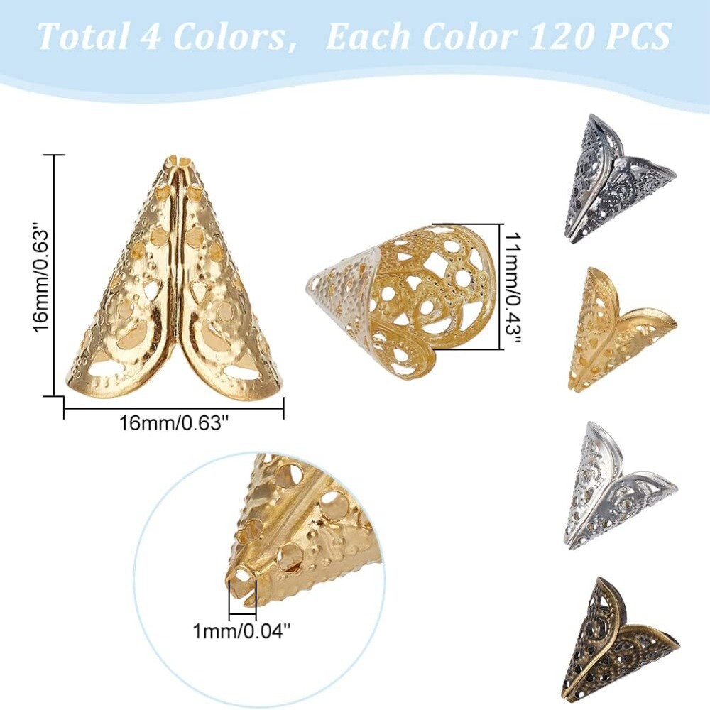 Metal Bead Iron Flower Bead Cap Filigree Bead Cones Jewelry Craft
