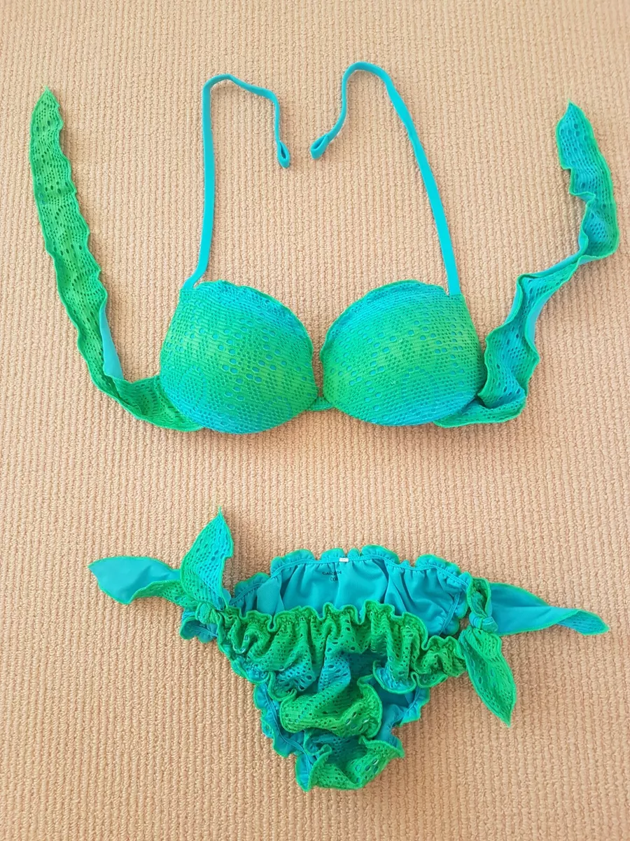 Calzedonia cobey set swimwear top & bikini bottom green & blue tie