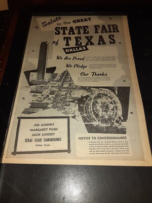 Texas State Fair Rare Original 1954 Promo Poster Ad Framed! 