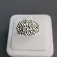 Womens Silver Tone Pave Clear Rhinestones Dome Shape Fashion Ring Size 7 3/4