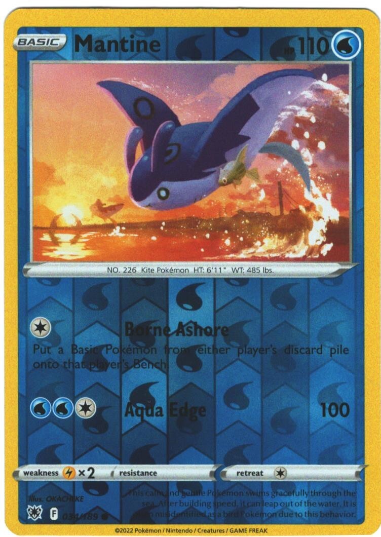 Mantine 34/189 Astral Radiance Reverse Holo Common Pokémon TCG
