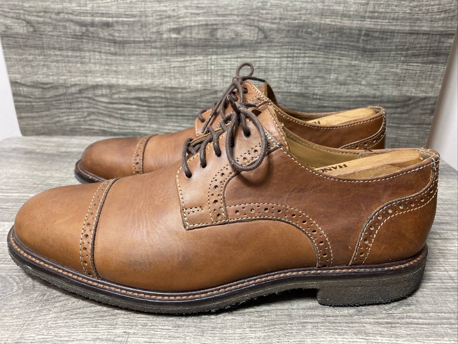 SAOLA Johnston Murphy made in Italy Oxfords punta a punta marrone in pelle taglia 9M
