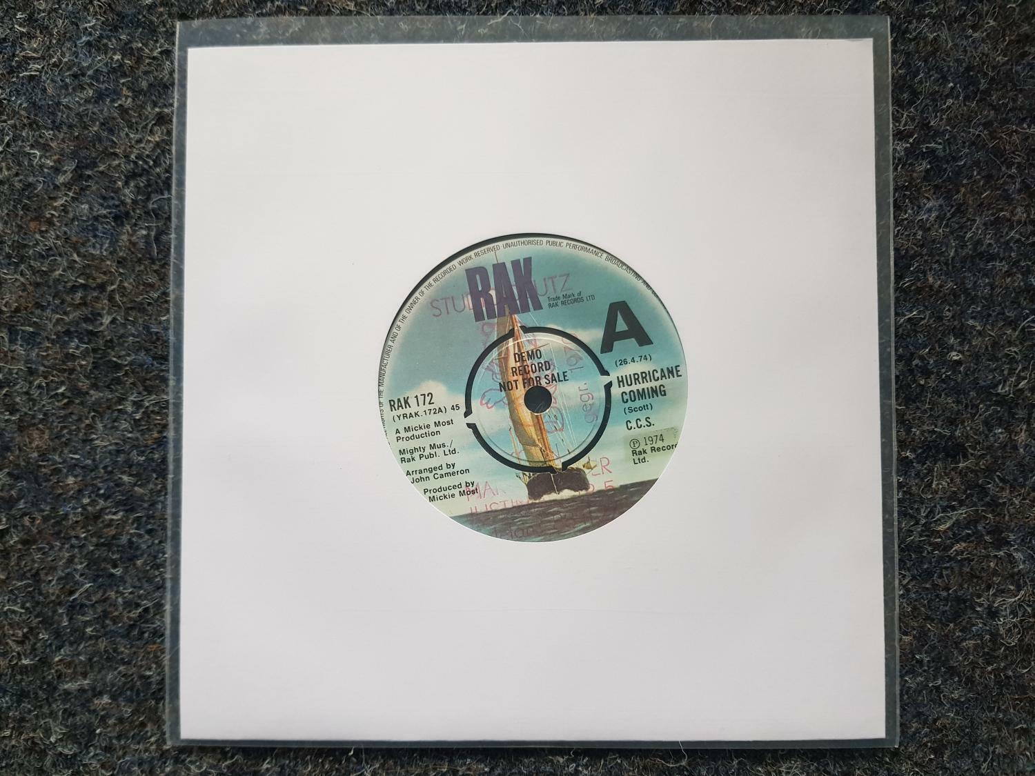 7"" Single Vinyl C.C.S. - Hurricane coming UK PROMO