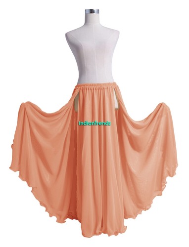 2 Lagen 2 Frontschlitz Rock Chiffon Vollkreis Bauchtanz Wende Falda Boho - Bild 5 von 44