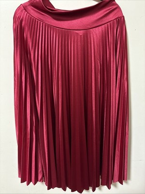 red satin long skirt ( L-XL )